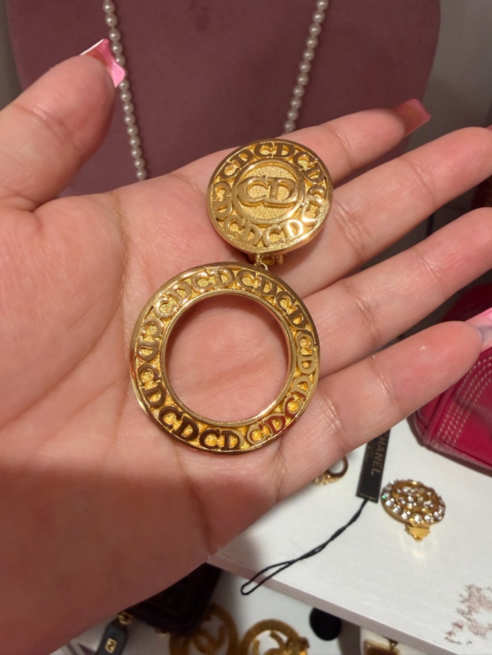 RARE Dior Logo Drop Earrings - Picture 8 of 8